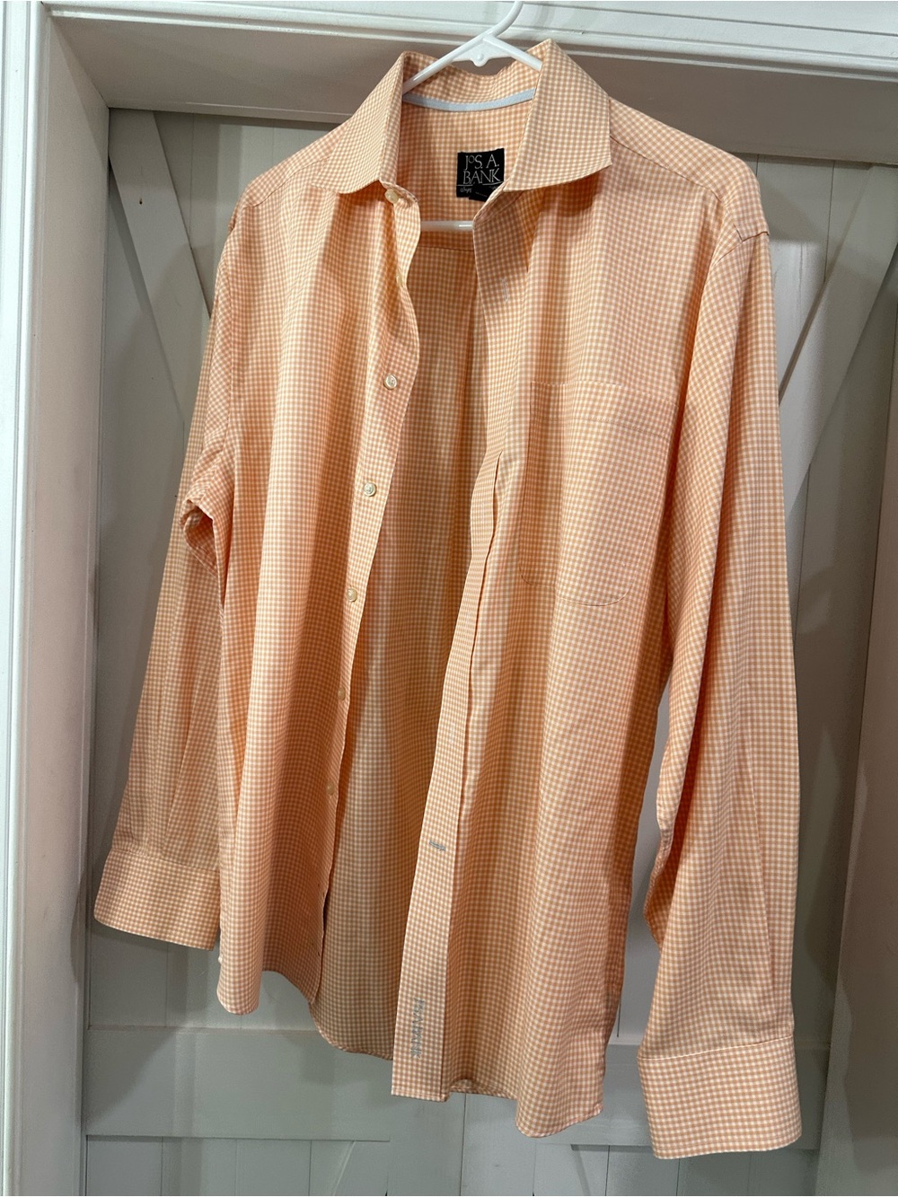 Jos. A. Bank Men's Orange Gingham Dress Shirt